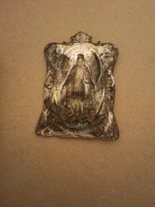 Antigua Placa Virgen Milagrosa Metálica