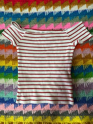 Camiseta rayas rojas manga corta