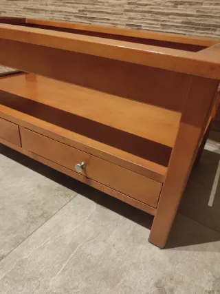 Mesa de centro madera y cristal elevable