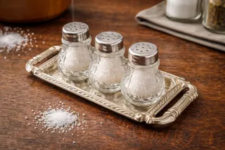 Juego Vintage Saleros Cristal con Bandeja
