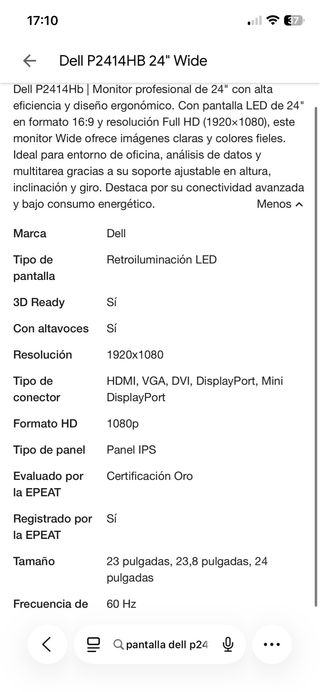 Pantalla Dell Plata/Negra Nueva