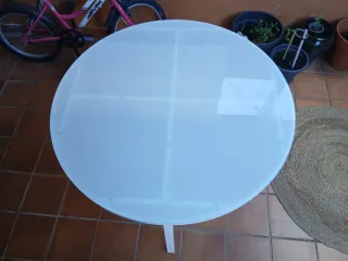 Mesa redonda de patio cristal y metal