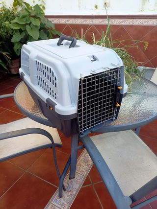 Transportín perro mediano gris y marrón