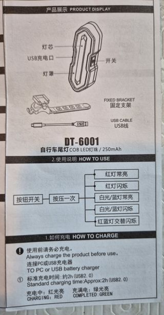 Luces para bicicleta recargables por USB