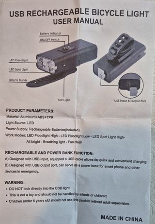 Luces para bicicleta recargables por USB
