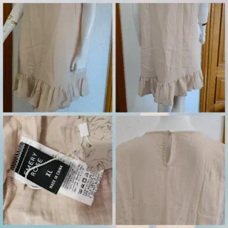 Vestido de algodón beige talla XL con volantes