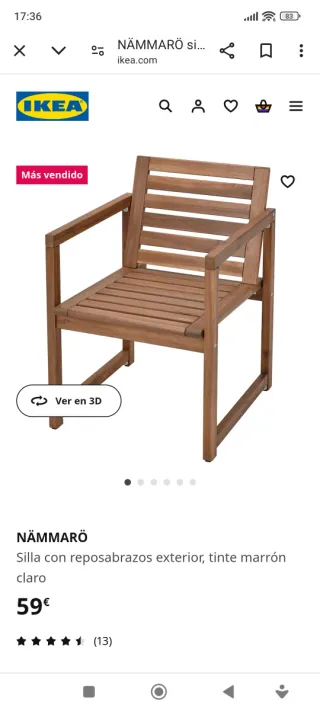 Conjunto Ikea Terraza Madera Sillas y Mesa