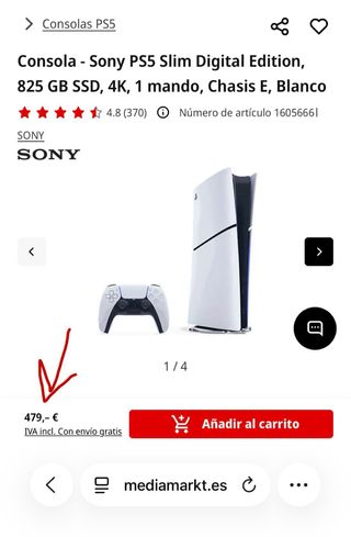 Consola PS5 Slim Digital 825GB Blanca - IMPECABLE