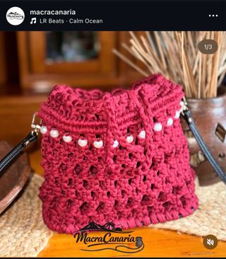 Bolso Macramé burdeos
