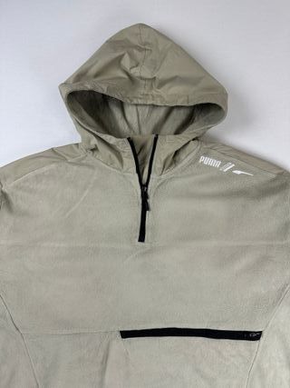 Puma Fleece Anorak Hoodie Olive Green Half-Zip
