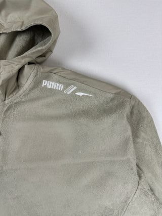 Puma Fleece Anorak Hoodie Olive Green Half-Zip