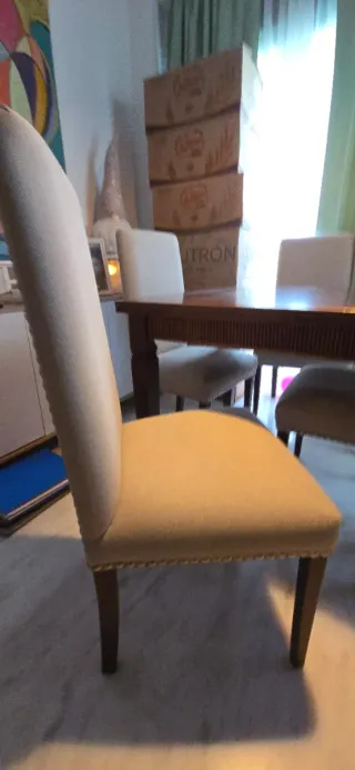 Mesa y 4 sillas tapizadas