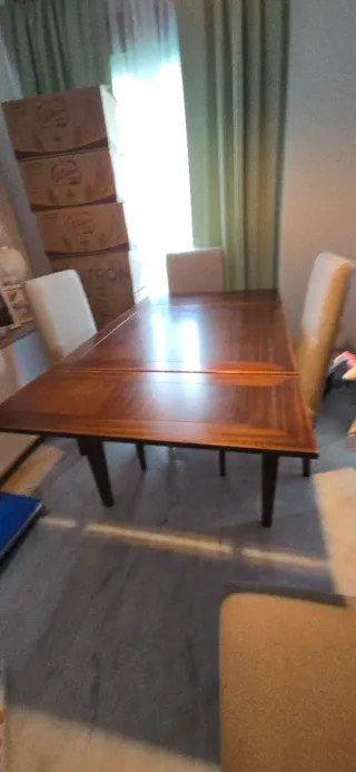 Mesa y 4 sillas tapizadas