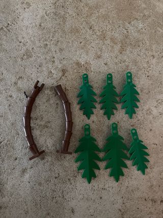 Lego pezzi piante marroni e verdi