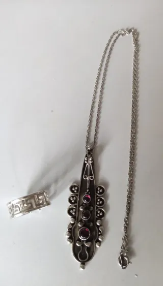 Colgante y Anillo Plata Ley Vintage