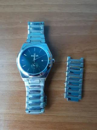 Reloj Swish Negro y Plateado