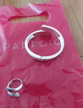 Conjunto Parfois: Pulsera y Anillo Plateados