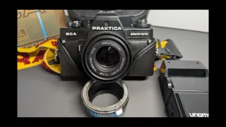 Praktica BCA +Pentacon 50mm f/1.8 +anello x sony