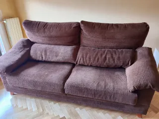 Sofá de tela marrón chocolate 3 plazas