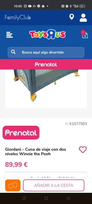 Cuna de viaje Winnie the Pooh Giordani dos niveles