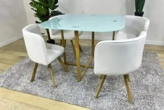 MESA DE CRISTAL + 4 SILLAS NUEVA A ESTRENAR