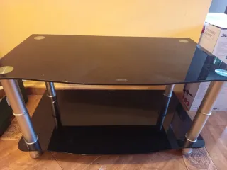 Mesa de centro cristal y metal