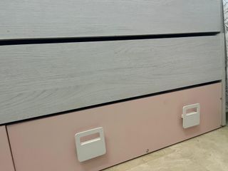 Bicama nido con 2 cajones rosa y blanco