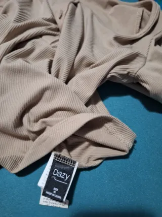 Camiseta de canalé beige M