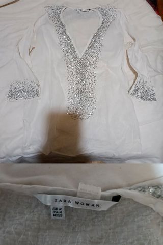 Camiseta Zara Mujer Talla M Lentejuelas