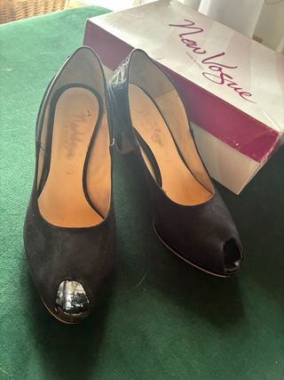 Scarpe con tacco New Vogue nere peep toe
