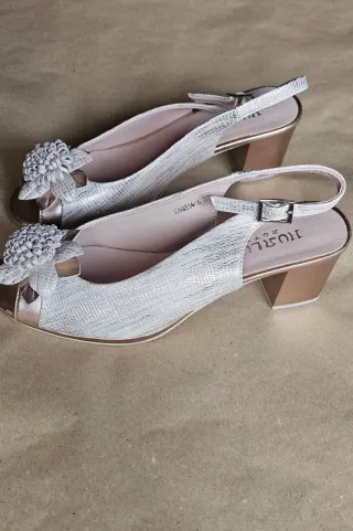 Zapatos de fiesta dorados y plateados