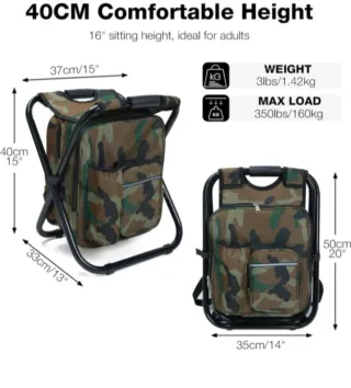 Taburete plegable camping camuflaje