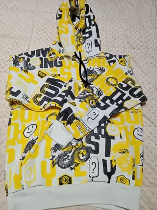 Felpa ADON S con draghi e smile gialli