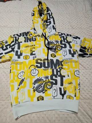 Felpa ADON S con draghi e smile gialli