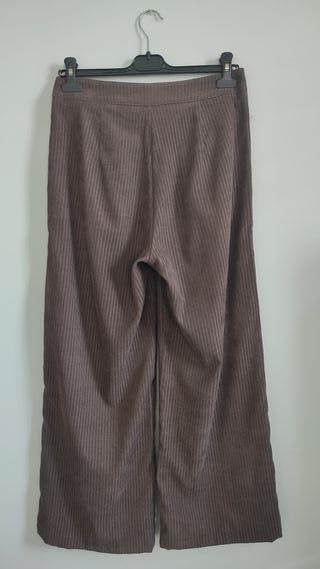 Pantaloni vita alta marroni gamba larga