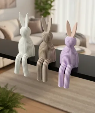 Coniglietti Seduti Pasqua 3D