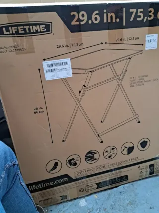 Mesa Auxiliar Plegable Negra Lifetime