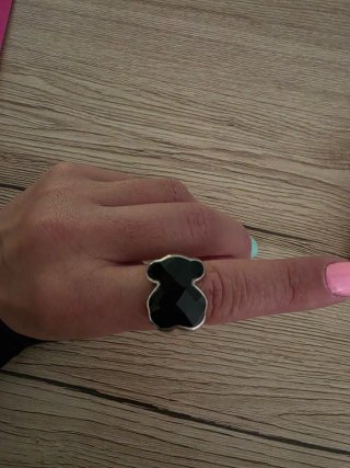 Anillo Tous Oso Negro y Plata
