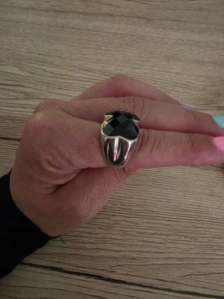 Anillo Tous Oso Negro y Plata