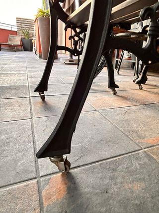 Mesa y 4 Sillas Exterior Madera y Hierro