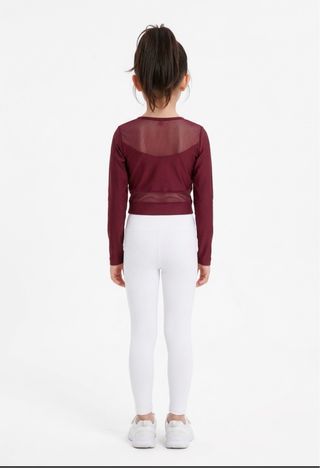 Blusa manga larga licra niñas, color Granate.