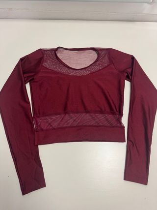 Blusa manga larga licra niñas, color Granate.