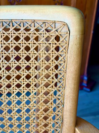 Butaca estilo Thonet B 22 madera, ratán y piel