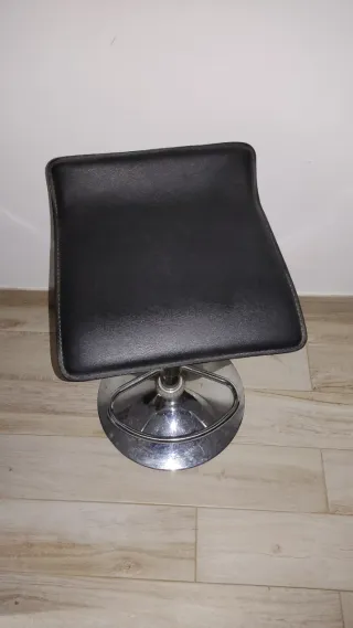 Taburete Regulable Negro/Plata