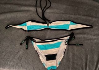 Bikini Decathlon Talla 38 Azul/Blanco