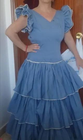 Traje de flamenca Foronda azul sin mangas