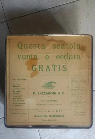 Scatola Latta Vintage Lazzaroni Serie MEC Vuota