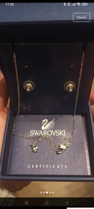 Conjunto Swarovski Corazón Rosa y Plata