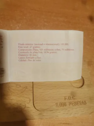 Moneda 2000 Pesetas Barcelona 1992 Plata