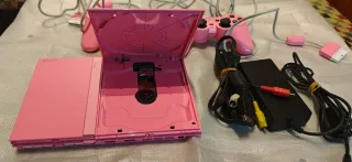 Ps2 Slim Rosa + 2 Mandos + Cables